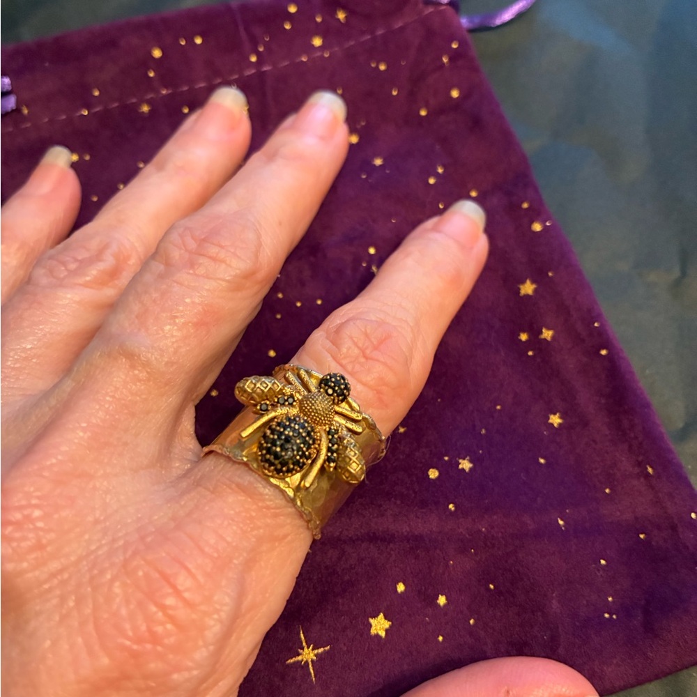 Black Rhinestone Bumble Bee Statement Ring Adjust… - image 2